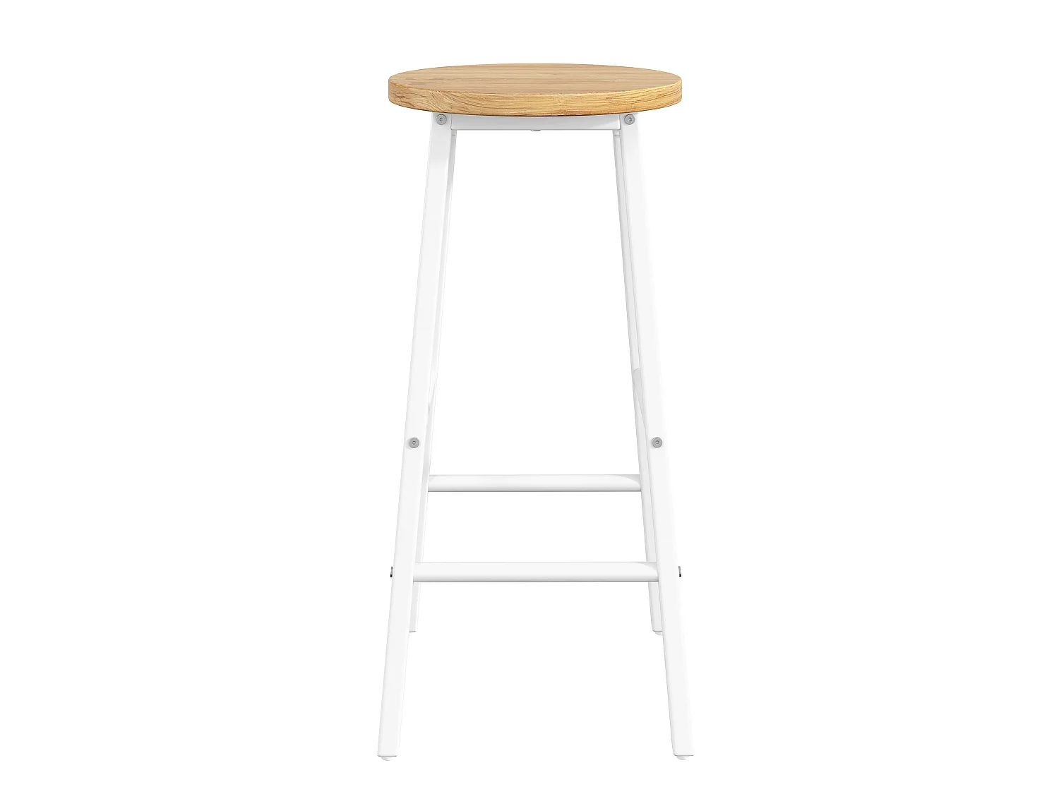 Juego de 2 taburetes con reposapiés y estructura metálica - Blanco