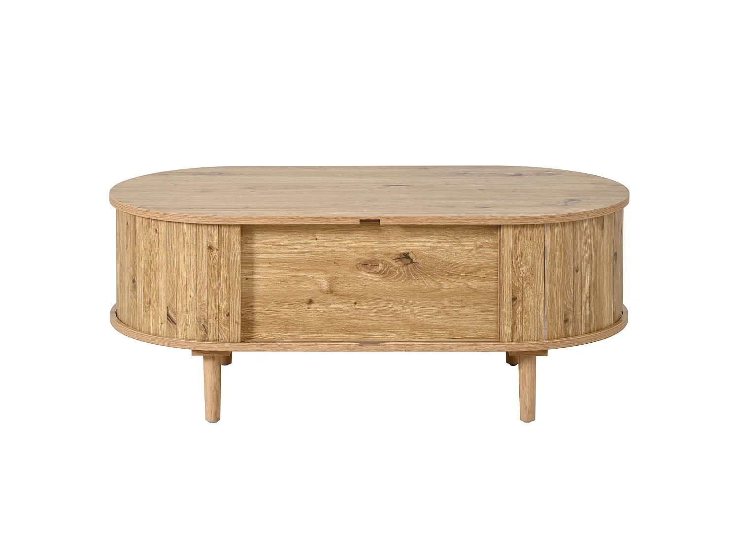 Table basse avec 2 tiroirs et 2 portes coulissantes - Naturel clair