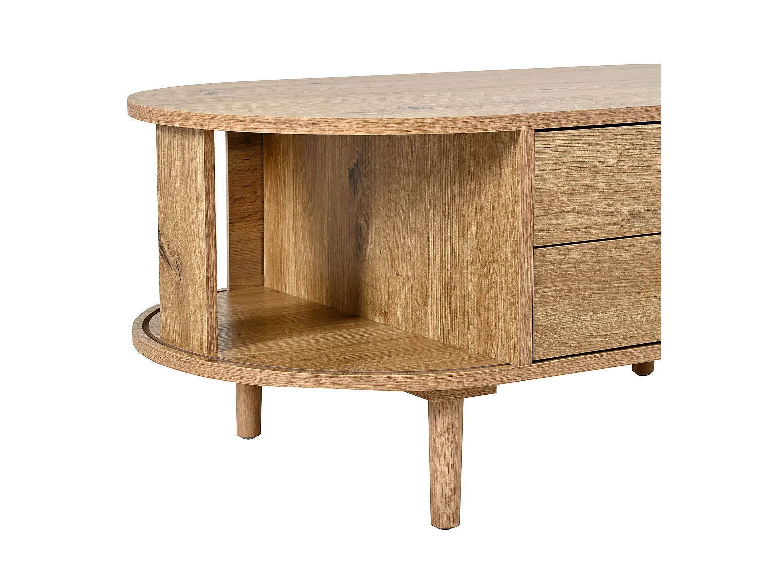 Table basse avec 2 tiroirs et 2 portes coulissantes - Naturel clair