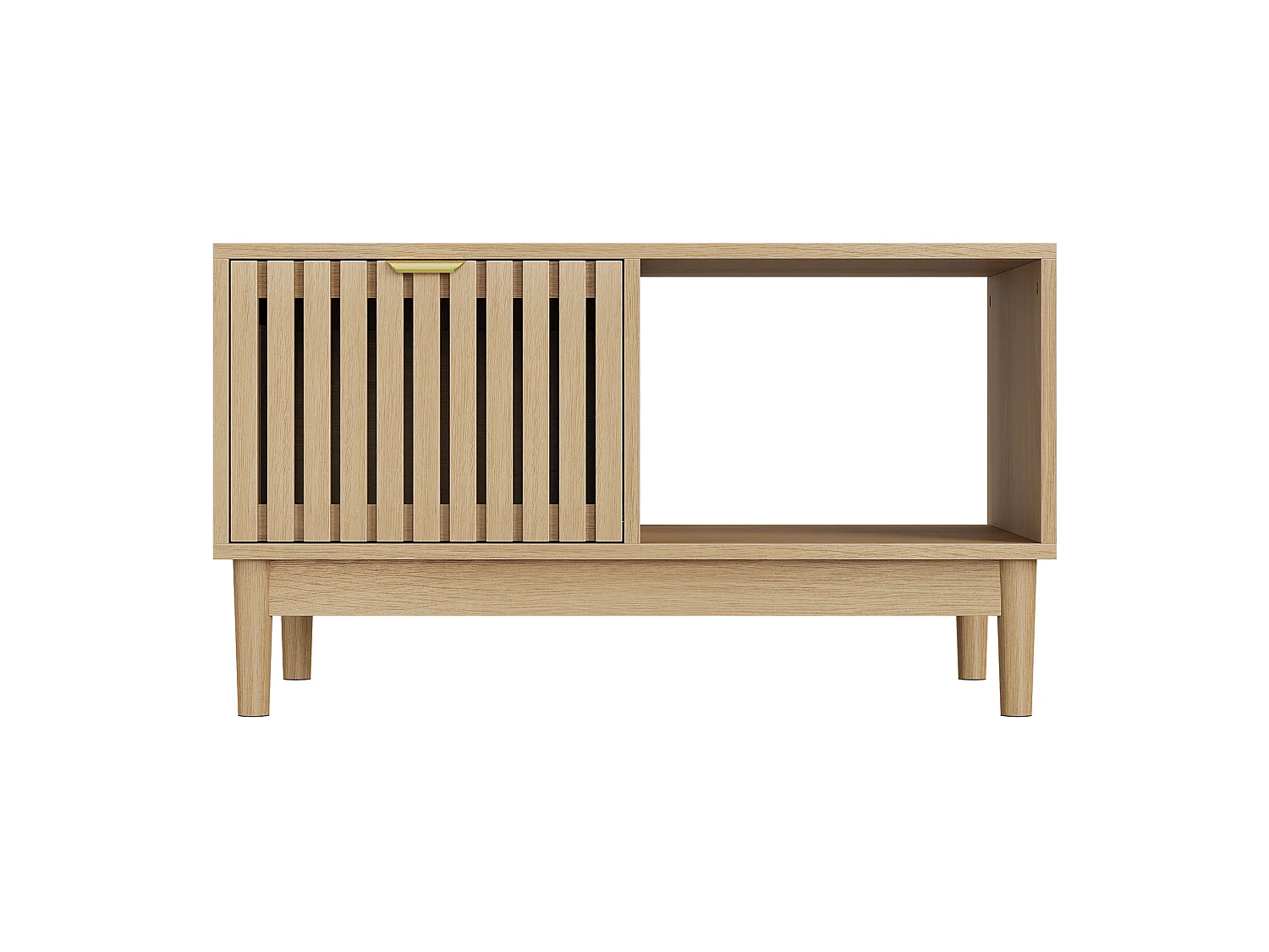 Soffbord 80 x 50 x 45 cm med låda - Ljus naturlig finish