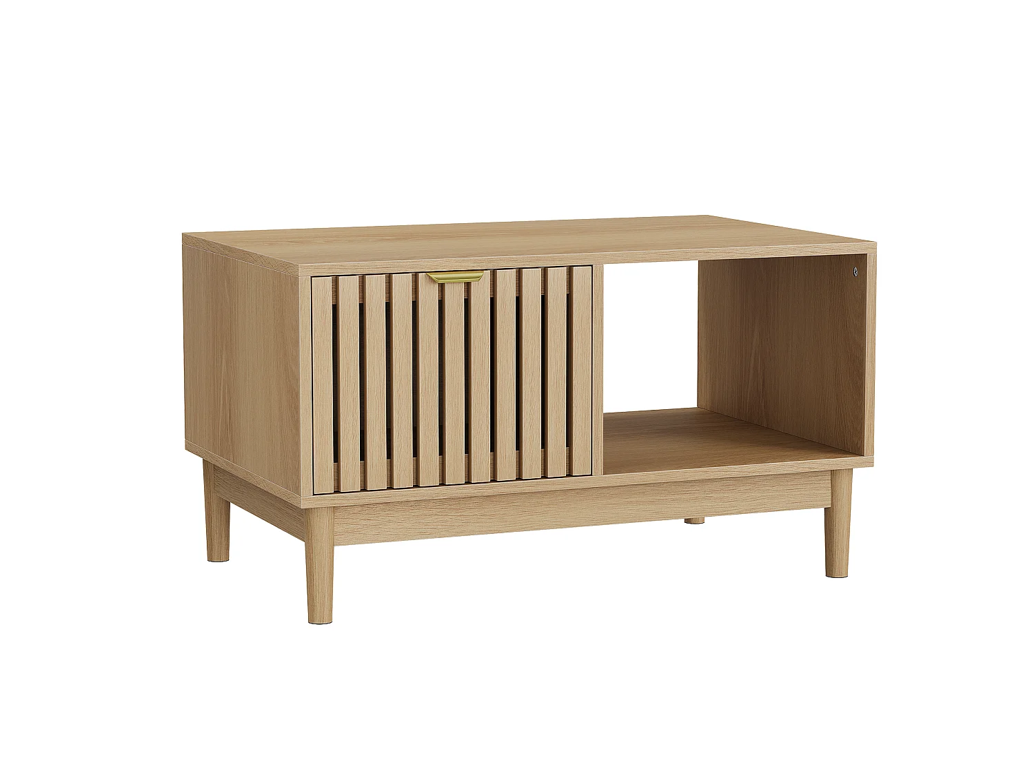 Soffbord 80 x 50 x 45 cm med låda - Ljus naturlig finish