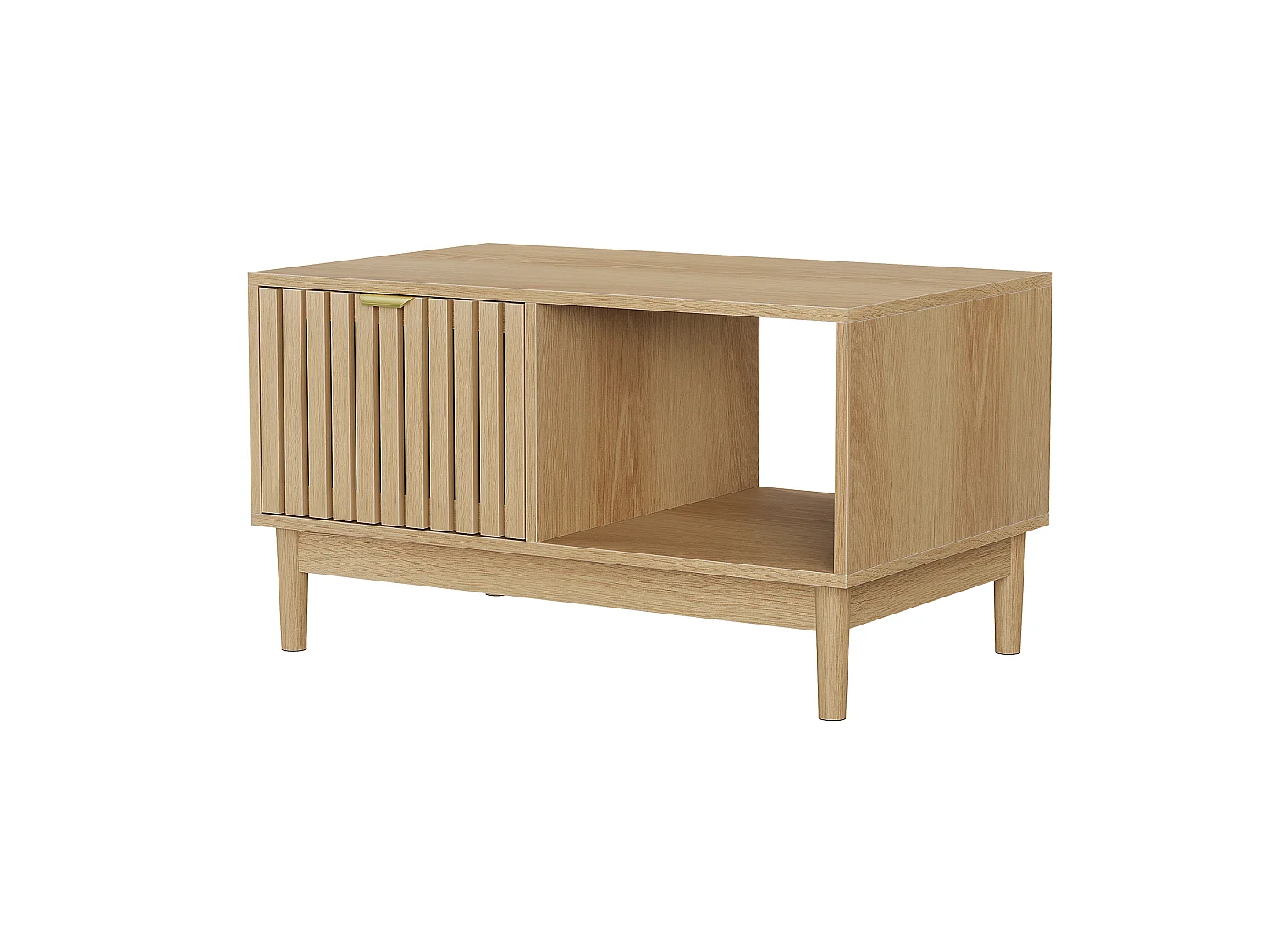 Soffbord 80 x 50 x 45 cm med låda - Ljus naturlig finish