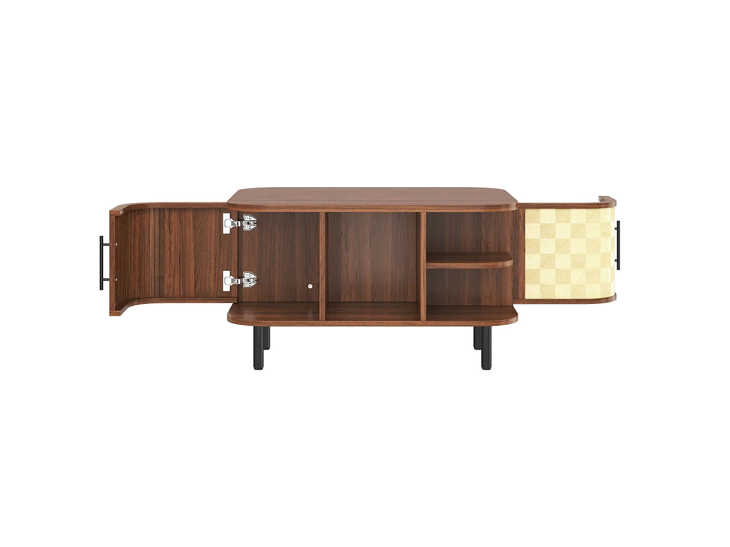 Soffbord 80x60x46,5 cm med förvaring, böjd form - Brun