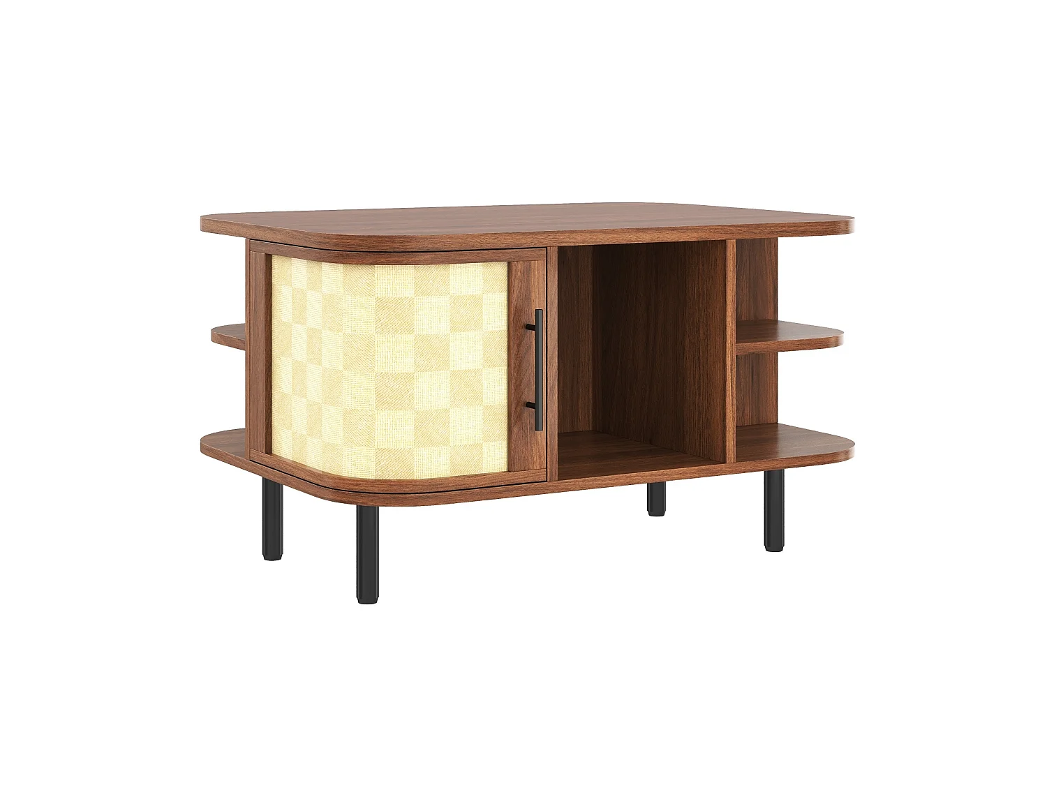 Soffbord 80x60x46,5 cm med förvaring, böjd form - Brun