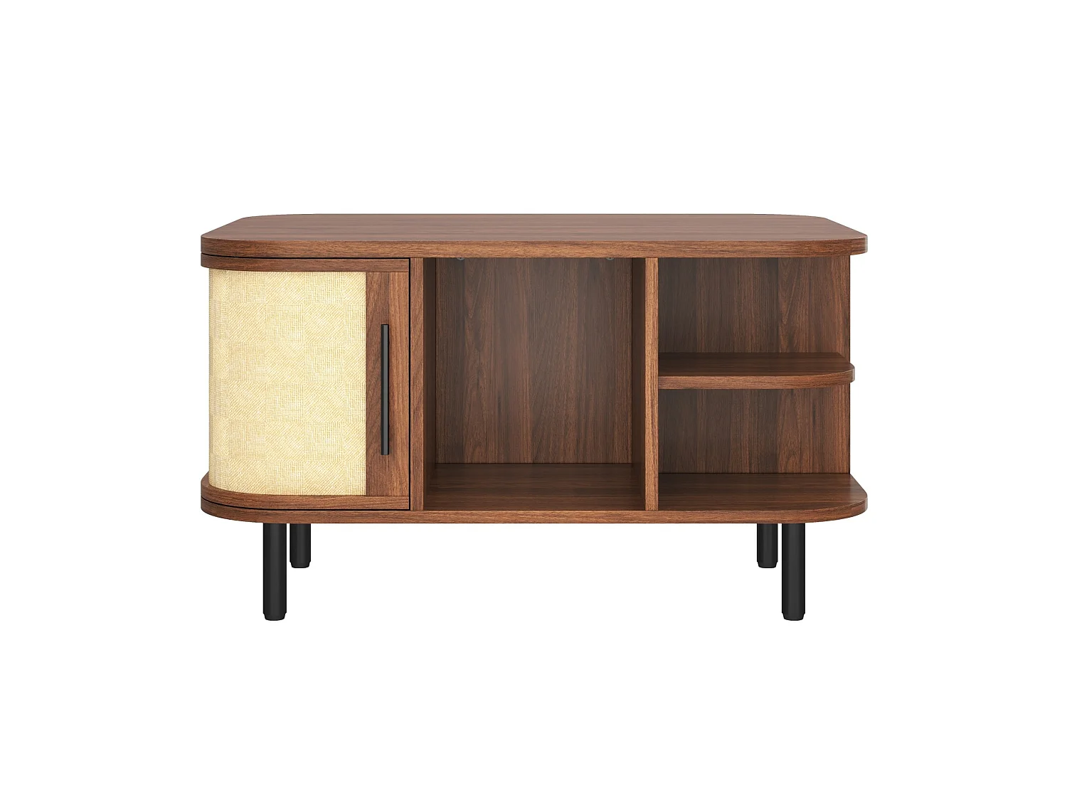Soffbord 80x60x46,5 cm med förvaring, böjd form - Brun
