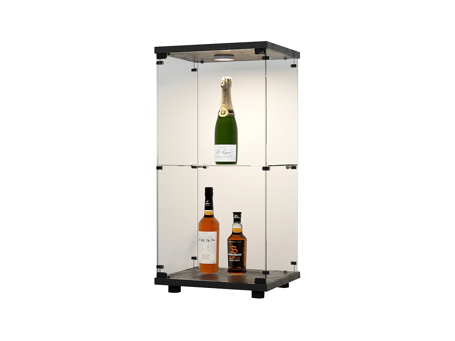 Vitrines en Verre 86x40x36.5 cm, armoires de Rangement Verticales en Verre, Vitrine Verre avec LED, adaptées aux Salons, Chambres, Bureaux, Noir