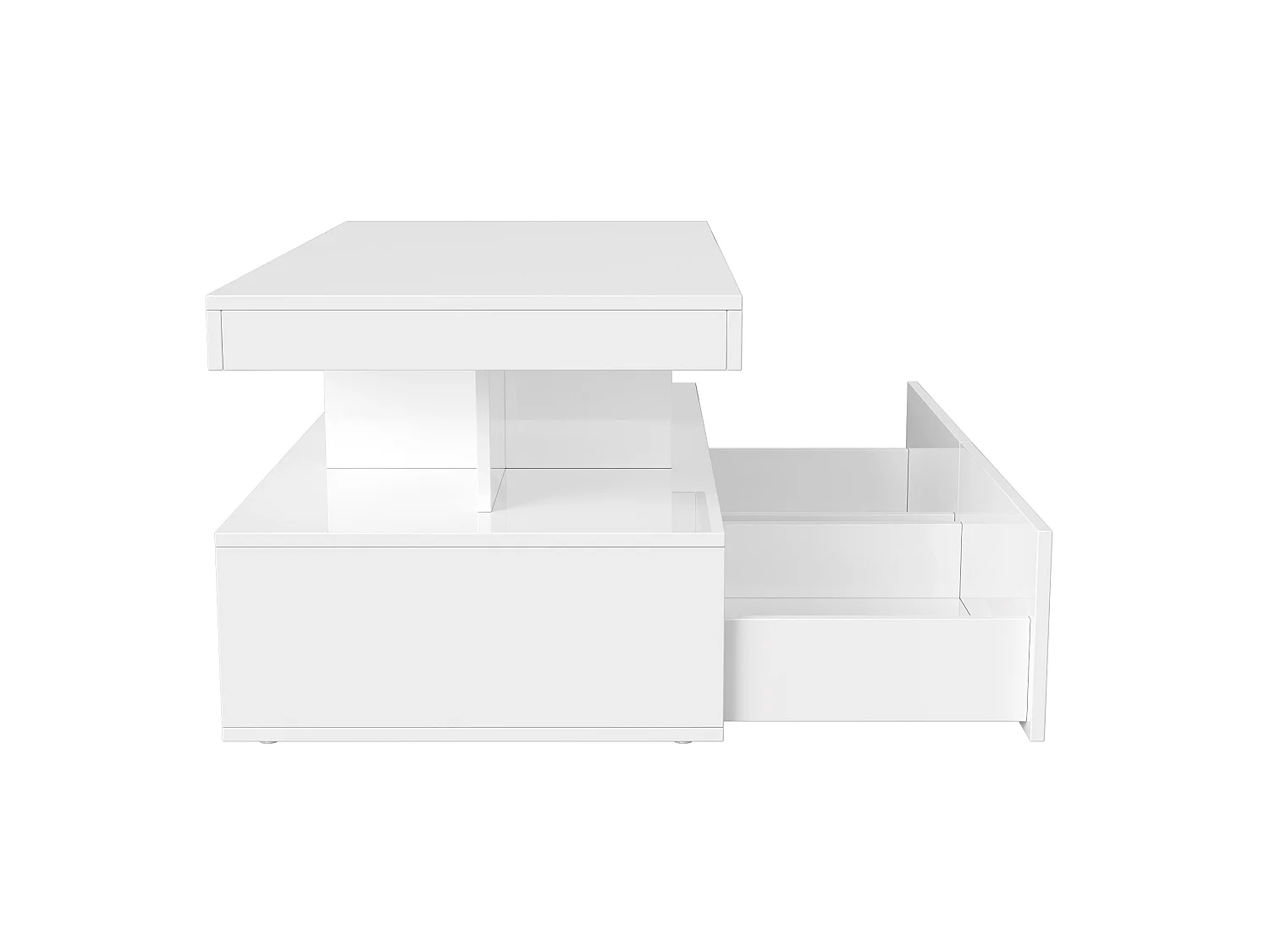 Table basse - Table de salon avec éclairage LED et 2 tiroirs - Table d'appoint - Poids 60 kg - 105x53x46 cm - Panneaux de particules - Blanc