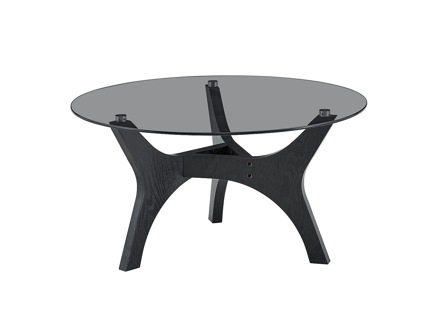 Ronde salontafel 80x80x42,2 cm in zwart - Glas en MDF