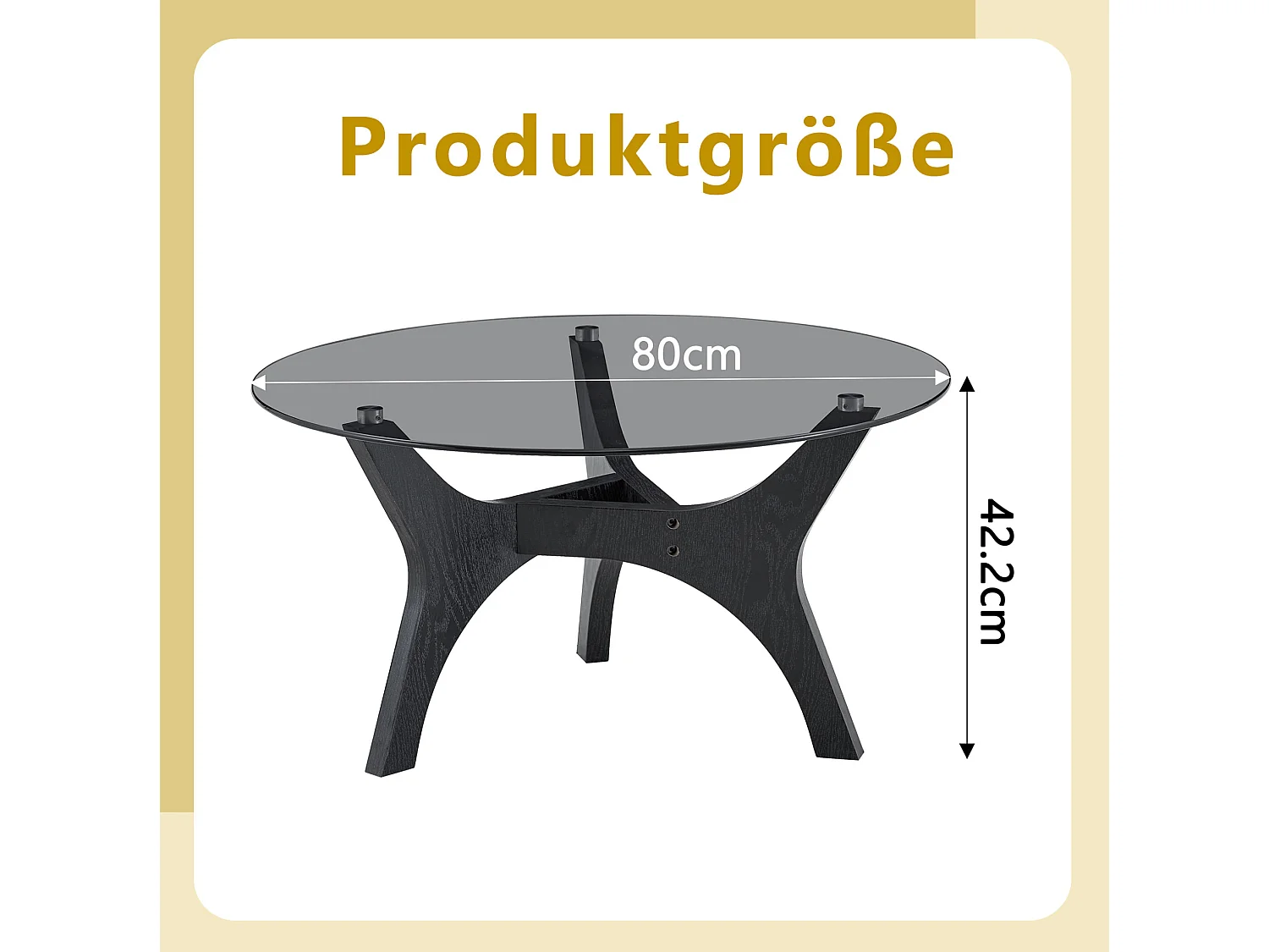 Ronde salontafel 80x80x42,2 cm in zwart - Glas en MDF
