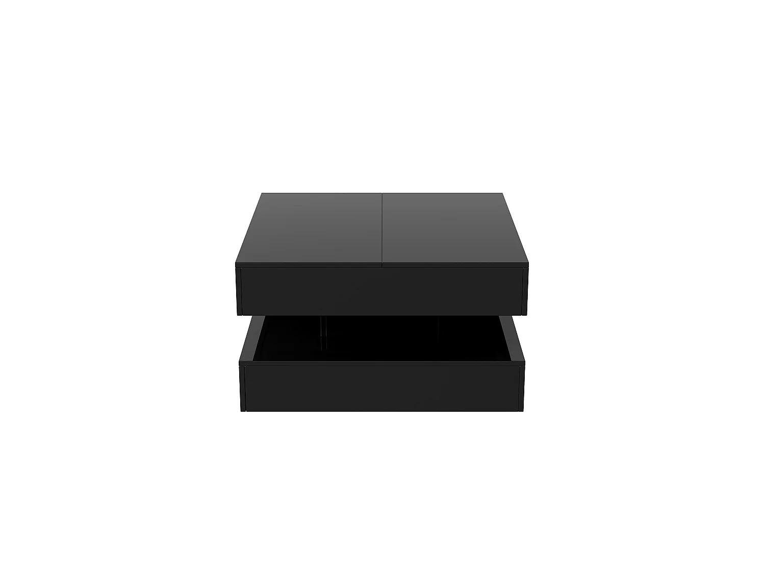 Table basse - avec éclairage LED et 2 tiroirs - Robuste MDF (60 kg) - Fonction rangement - Table de salon - 78x78x43 cm - Noir