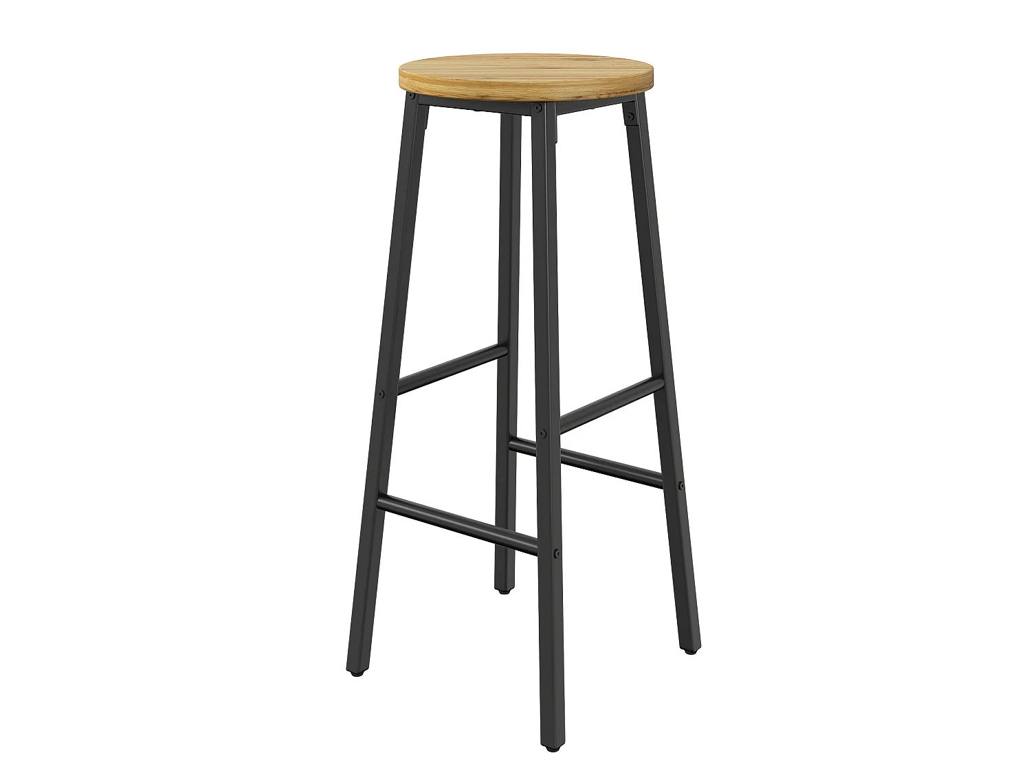 Set van 2 metalen barkrukken met houten zitting - Zwart