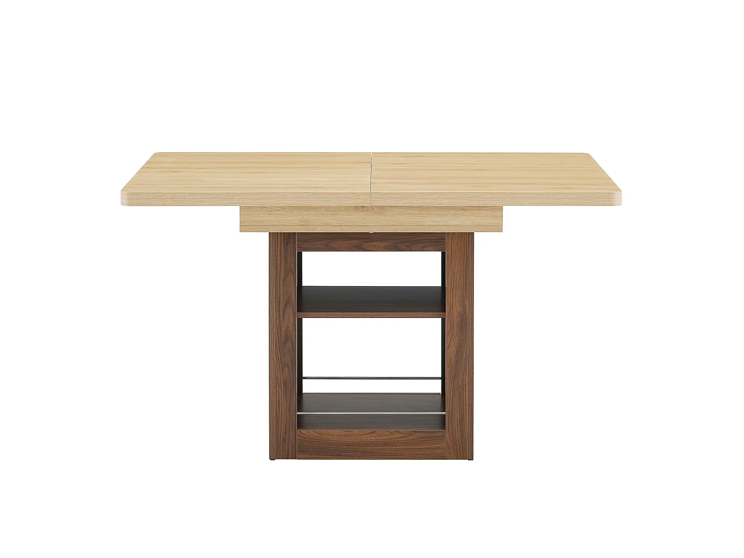 Uitschuifbare eettafel 130(160) x 80 cm met plank - Bruin en hout