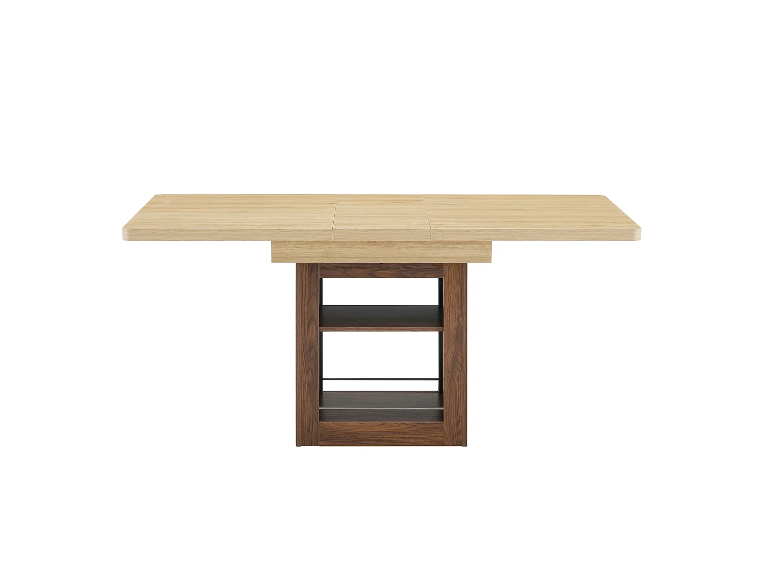 Uitschuifbare eettafel 130(160) x 80 cm met plank - Bruin en hout