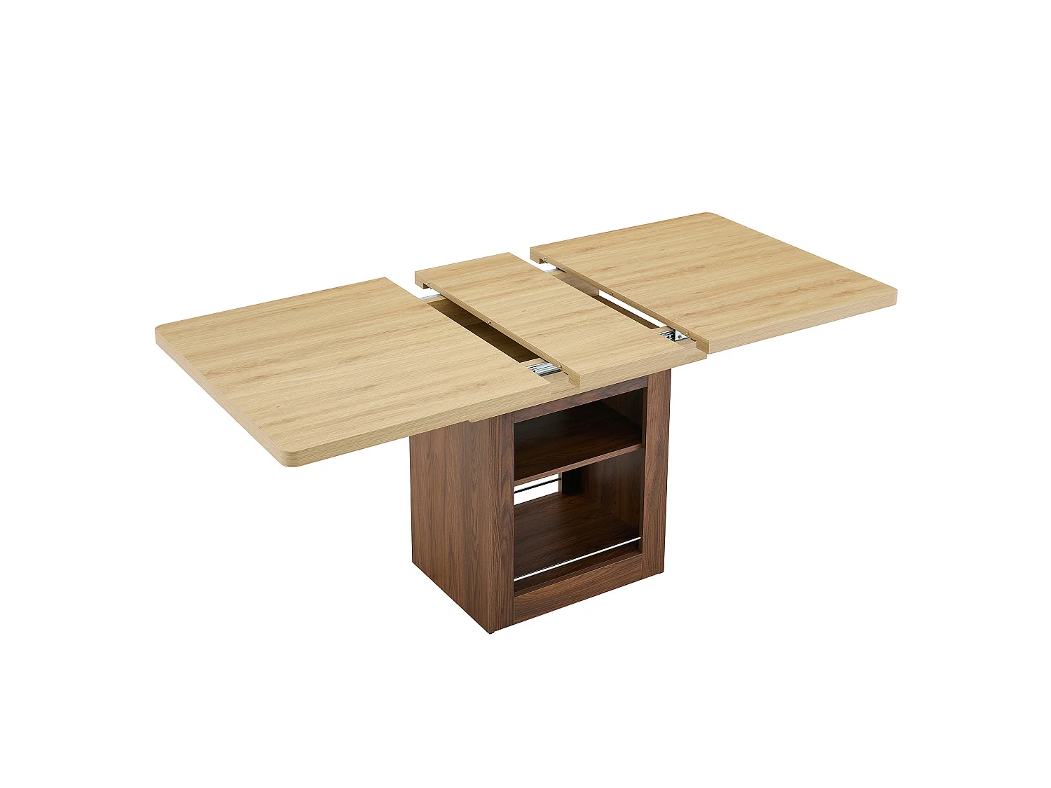 Uitschuifbare eettafel 130(160) x 80 cm met plank - Bruin en hout
