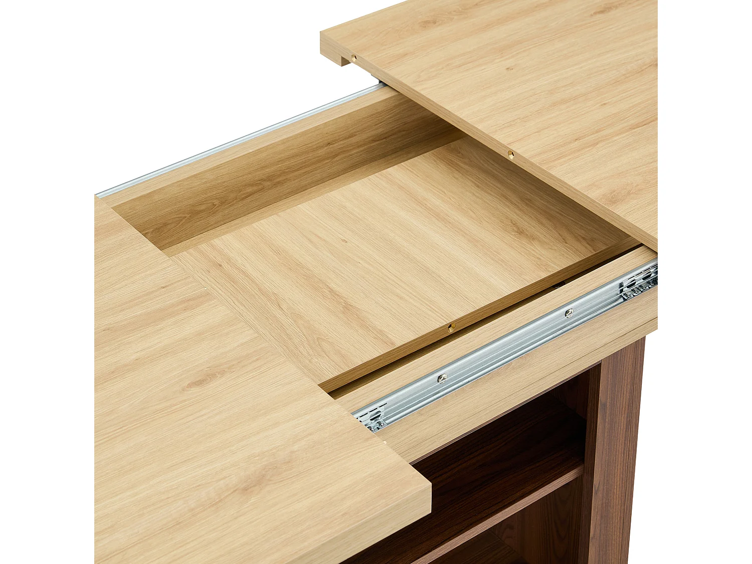 Uitschuifbare eettafel 130(160) x 80 cm met plank - Bruin en hout