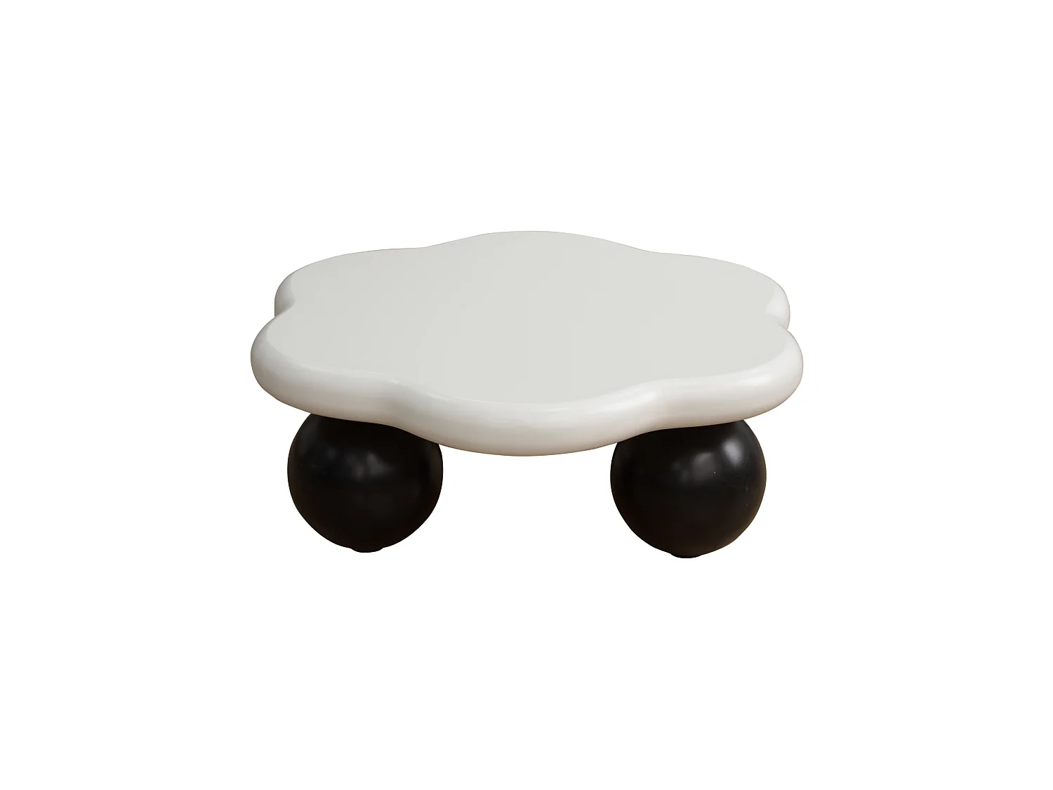 Table basse en forme de nuage 79 cm avec pieds sphériques - Noir et blanc
