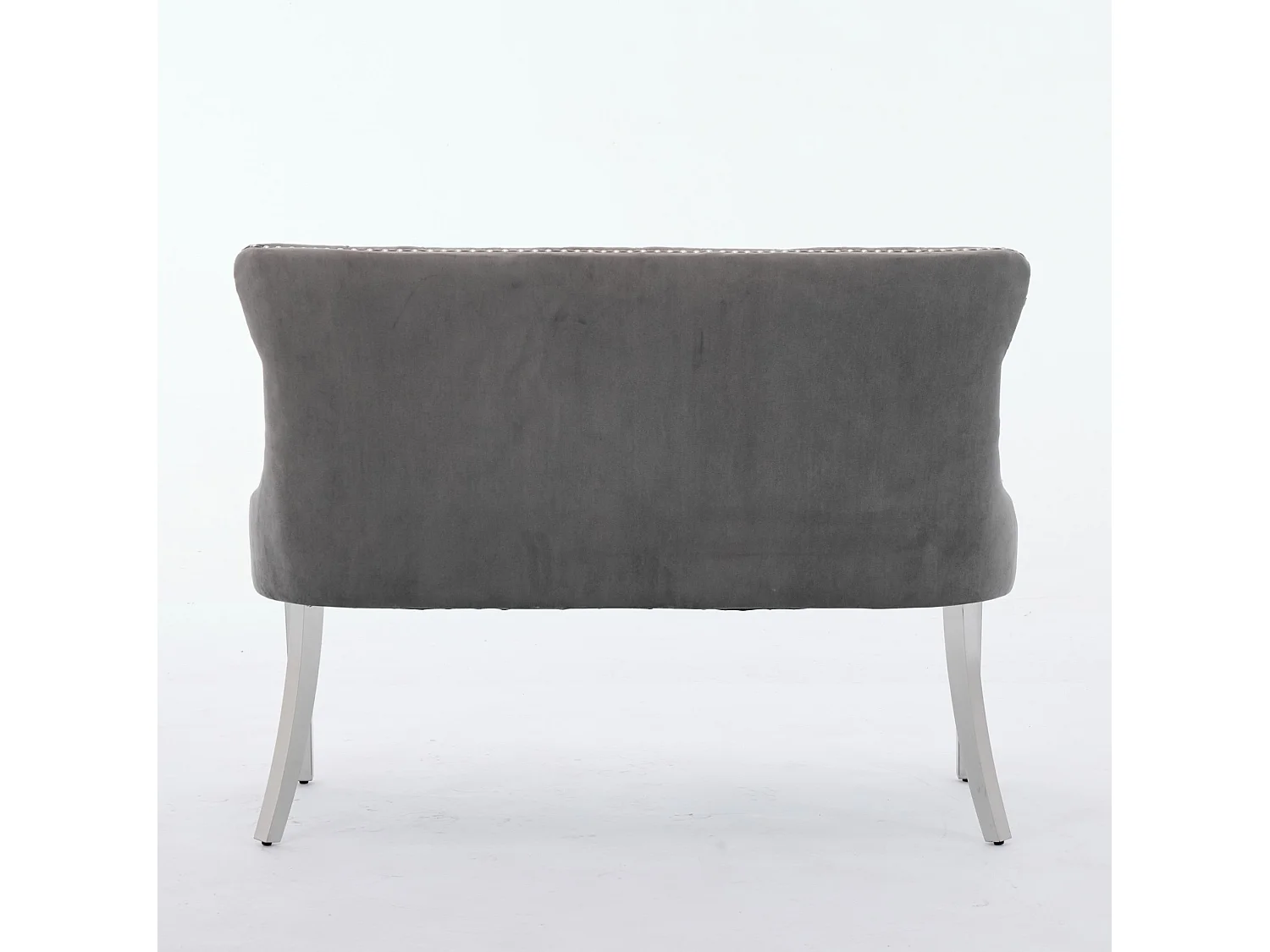 Banquette de salle à manger 2 places en velours gris - Pieds en métal