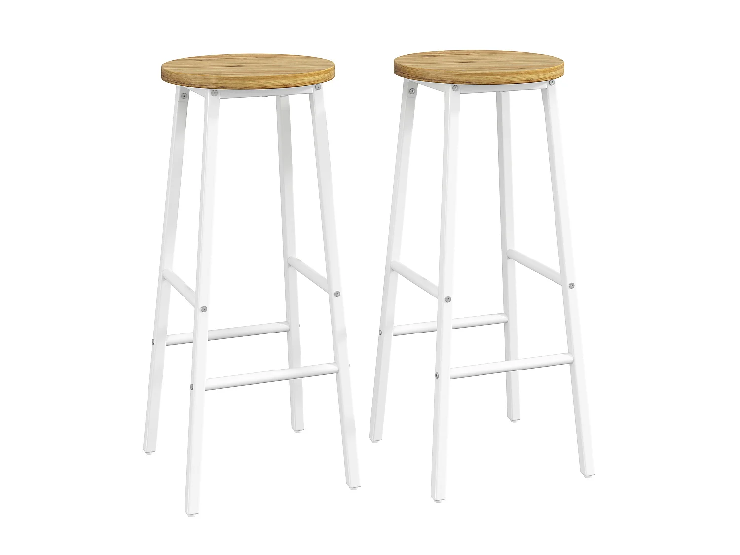 Set van 2 metalen barkrukken met houten zitting - Wit