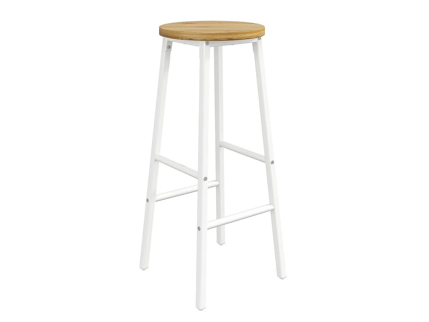 Set van 2 metalen barkrukken met houten zitting - Wit