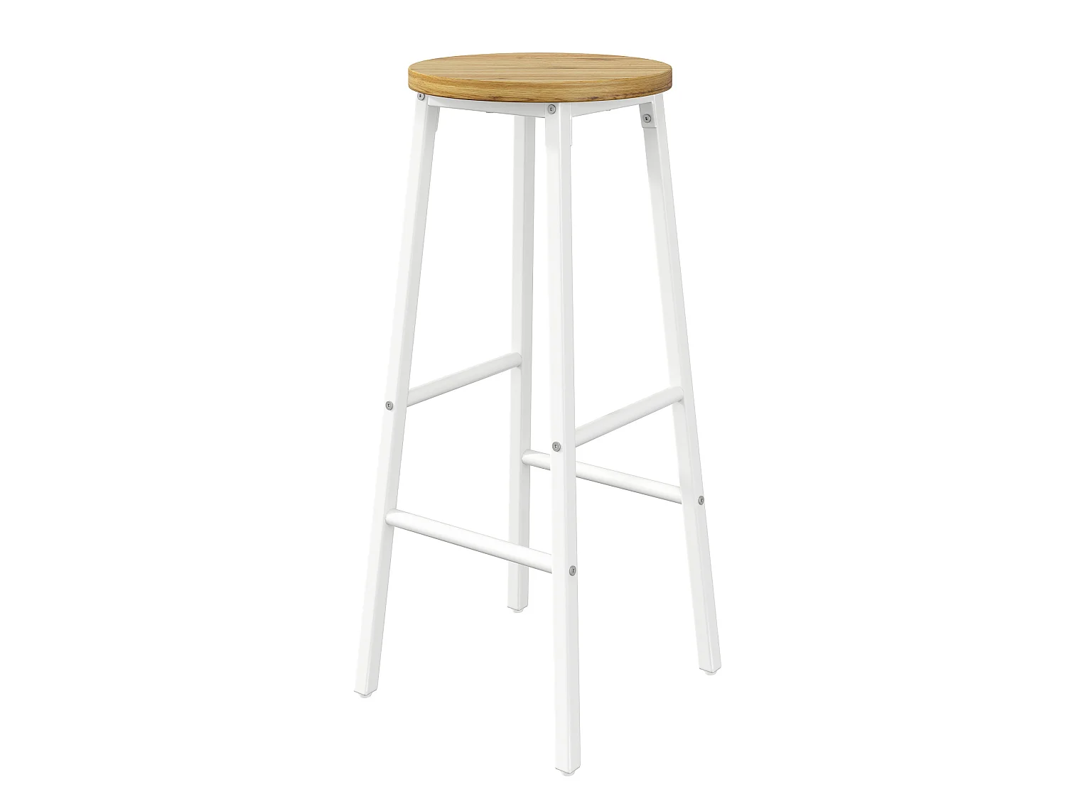 Set van 2 metalen barkrukken met houten zitting - Wit