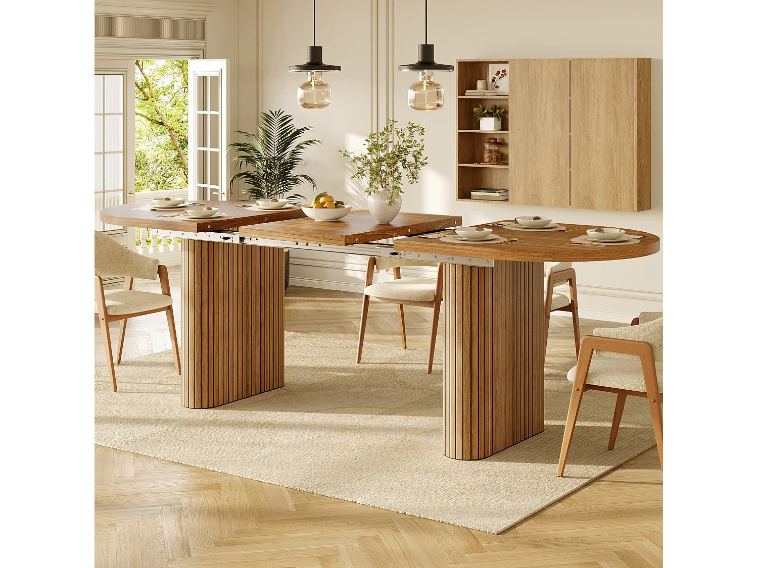 Uitschuifbare ovale eettafel 120-160 x 80 cm voor 4-6 personen - Bruin