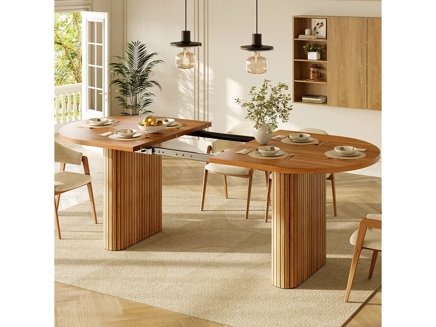 Uitschuifbare ovale eettafel 120-160 x 80 cm voor 4-6 personen - Bruin