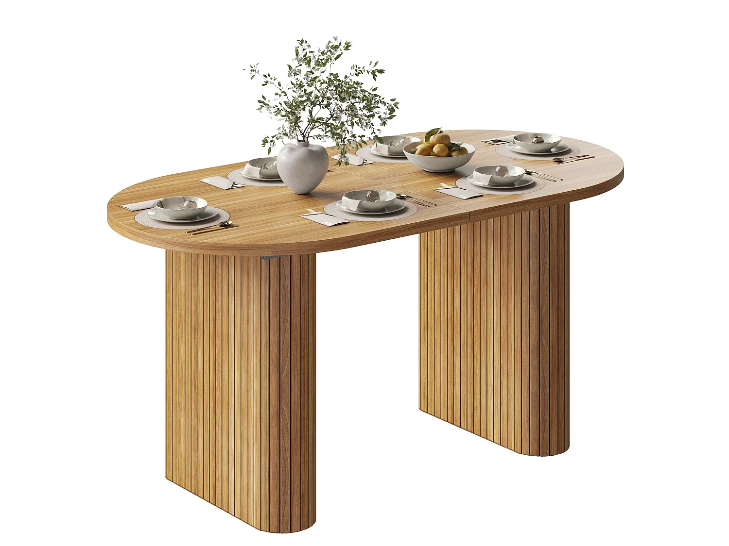 Uitschuifbare ovale eettafel 120-160 x 80 cm voor 4-6 personen - Bruin