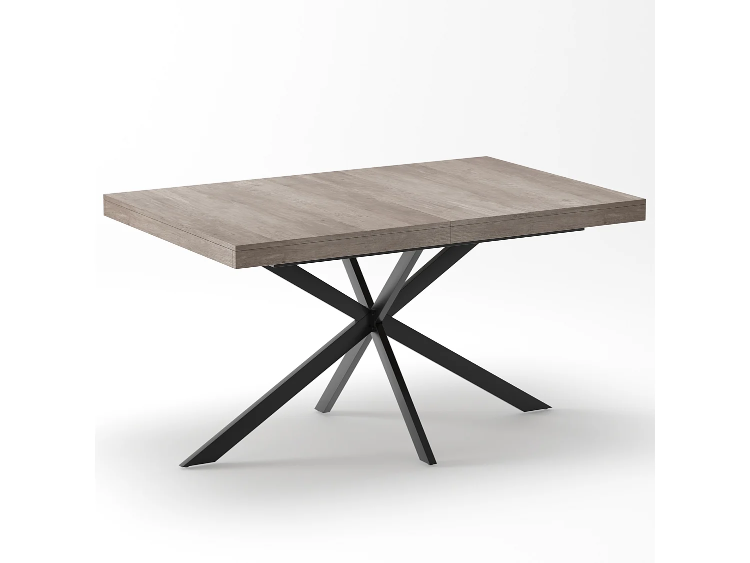 Table à manger extensible 140-180 x 80cm pour 4-6 places - Métal et MDF - Gris