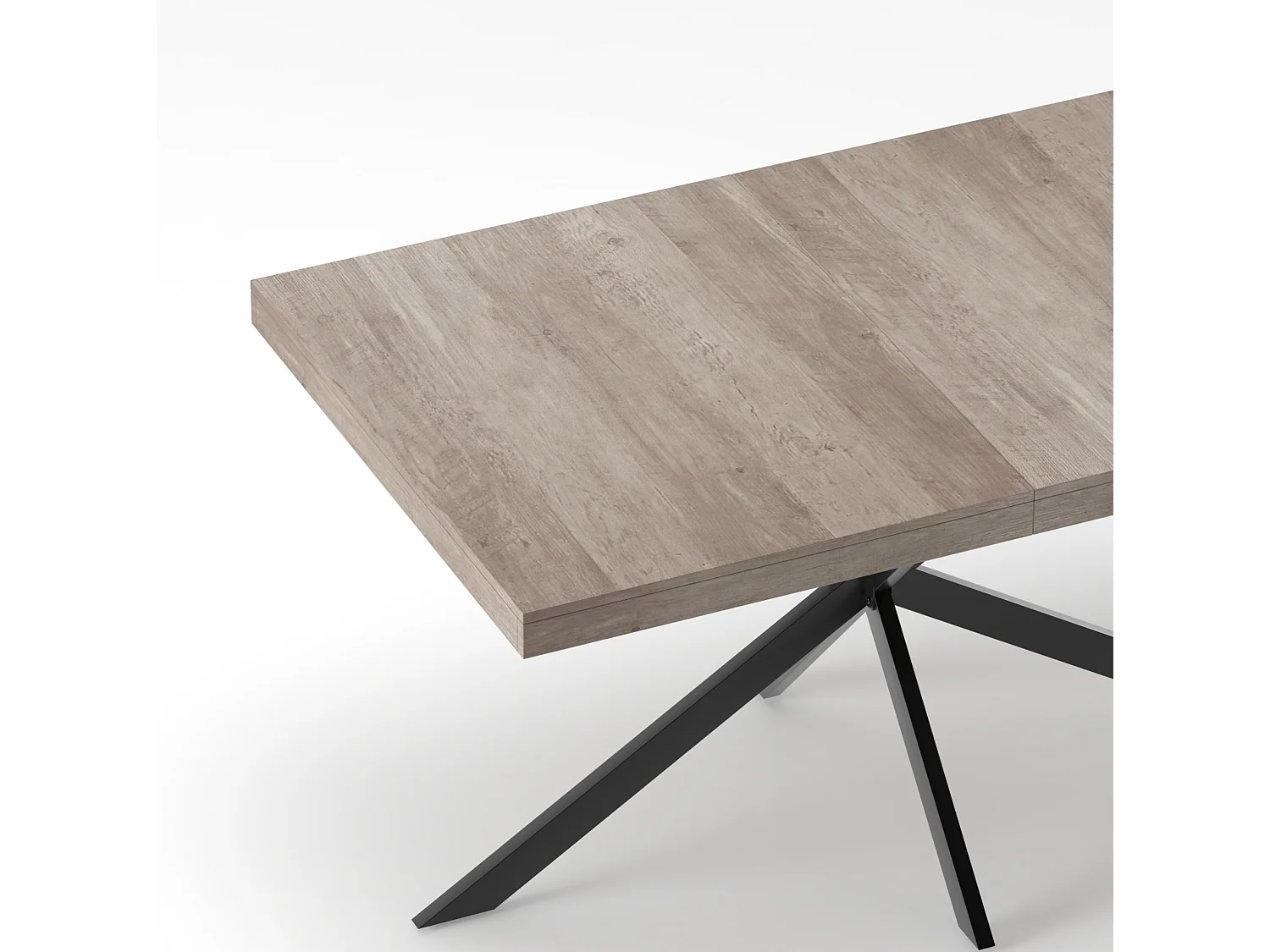 Table à manger extensible 140-180 x 80cm pour 4-6 places - Métal et MDF - Gris
