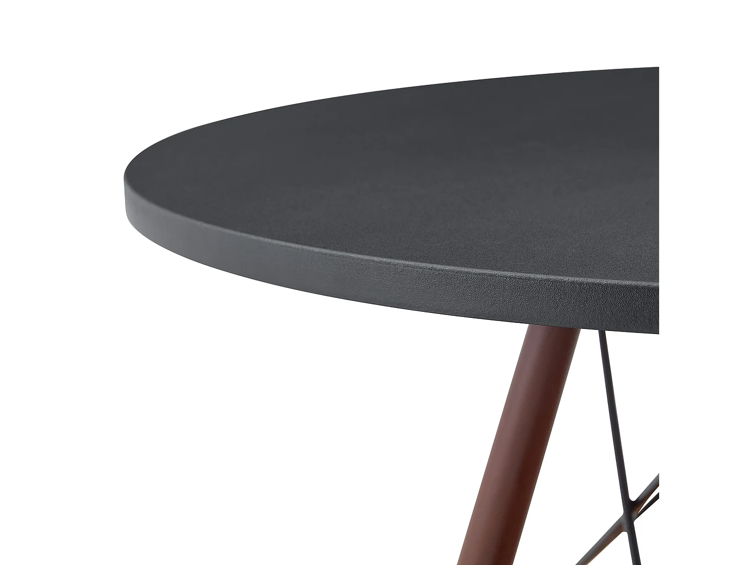 Table à manger ronde 80 cm avec rangement - Noir et marron