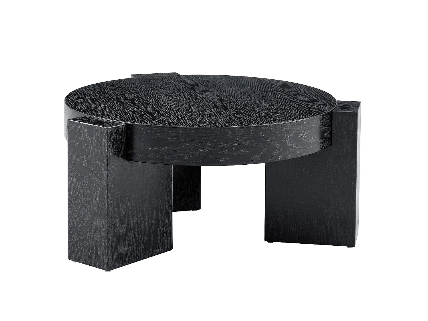 Lot de 2 tables basses rondes gigognes noir - MDF et verre