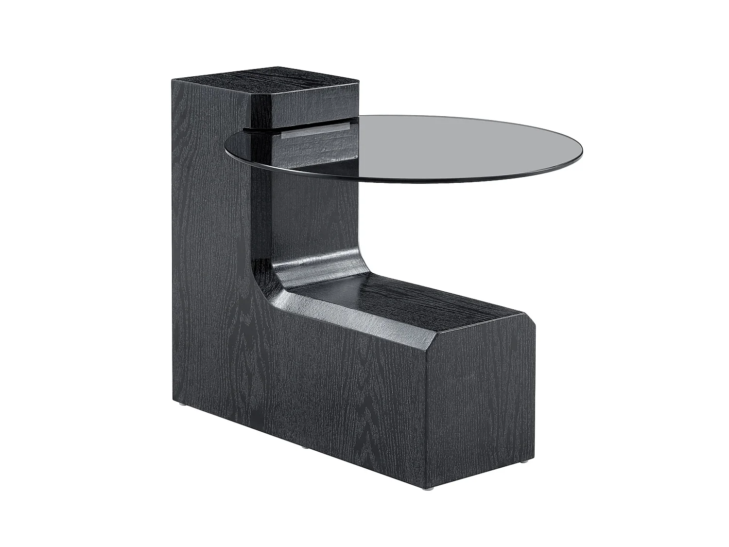Lot de 2 tables basses rondes gigognes noir - MDF et verre