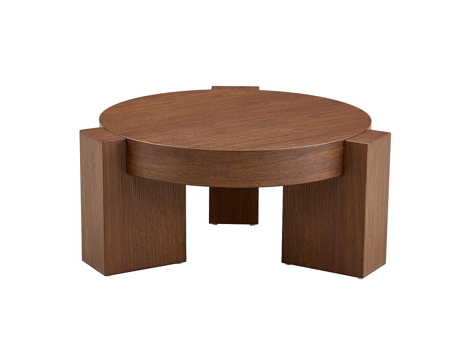 Lot de 2 tables basses rondes gigognes en MDF et verre - Marron