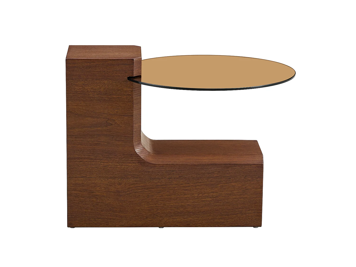 Lot de 2 tables basses rondes gigognes en MDF et verre - Marron