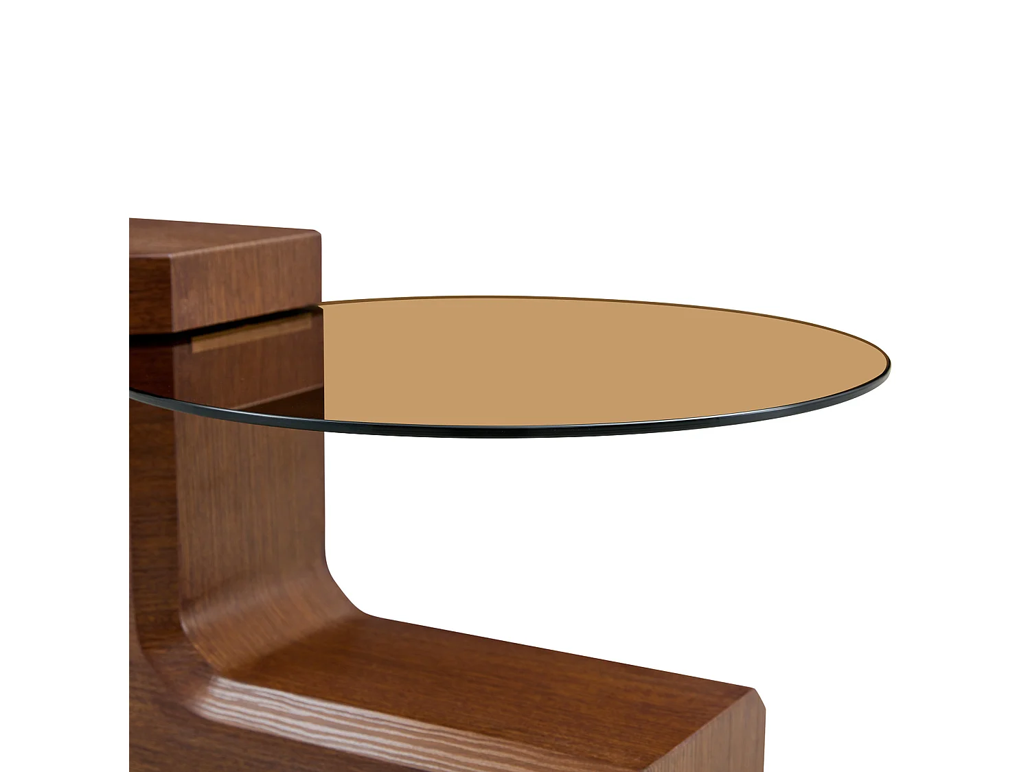 Lot de 2 tables basses rondes gigognes en MDF et verre - Marron