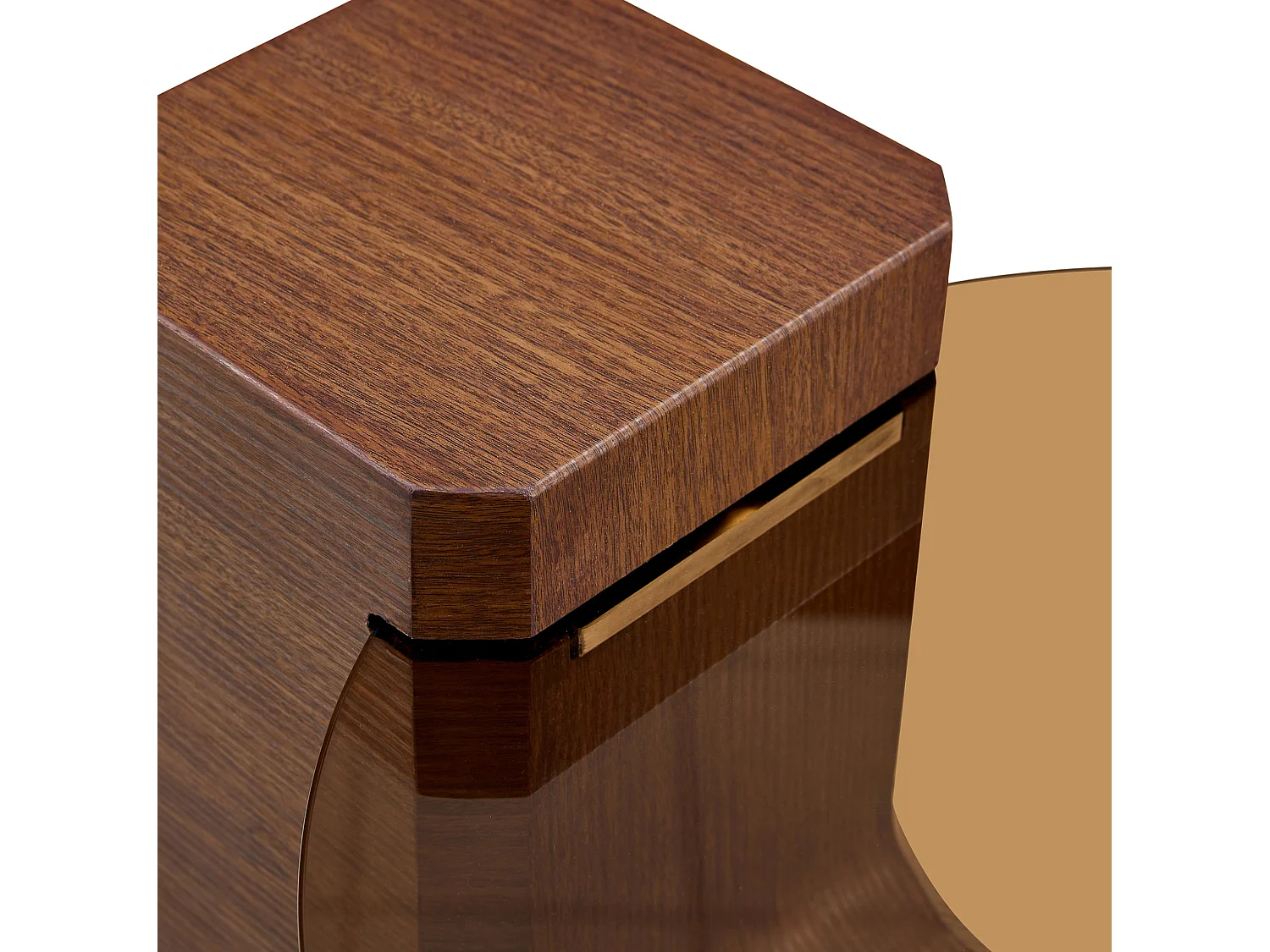 Lot de 2 tables basses rondes gigognes en MDF et verre - Marron