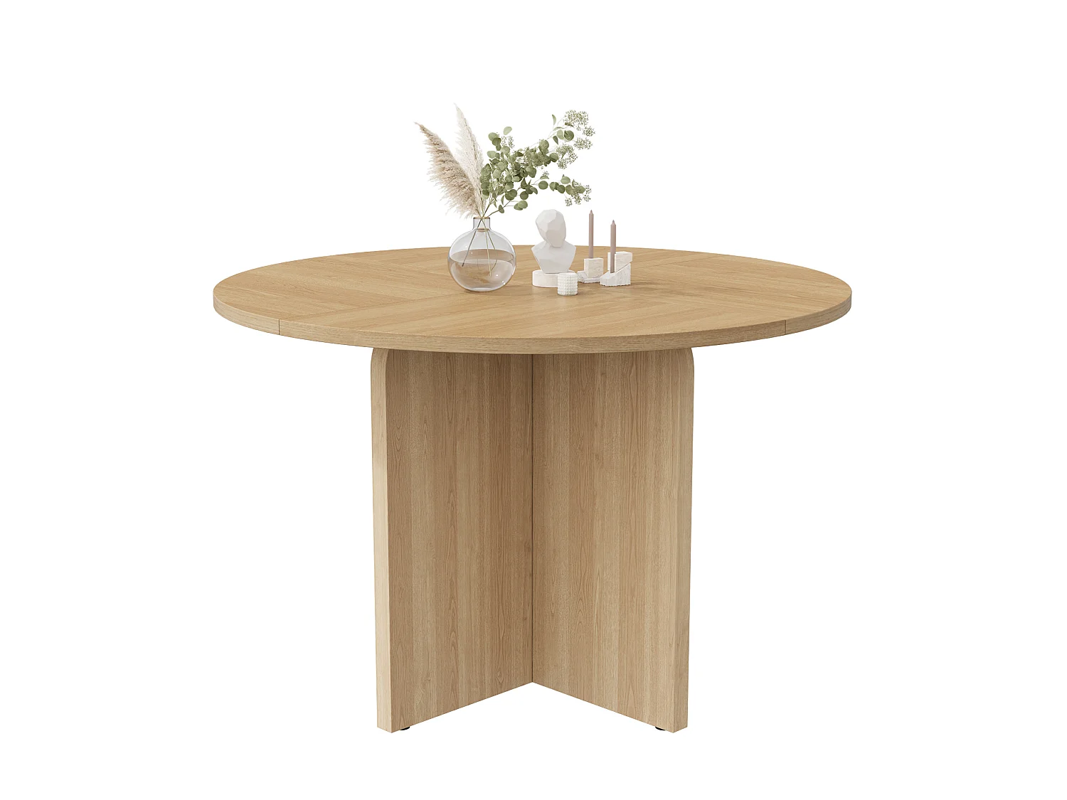 Table à manger ronde 120 x 120 cm pour 4 à 6 personnes - Design classique - Naturel clair