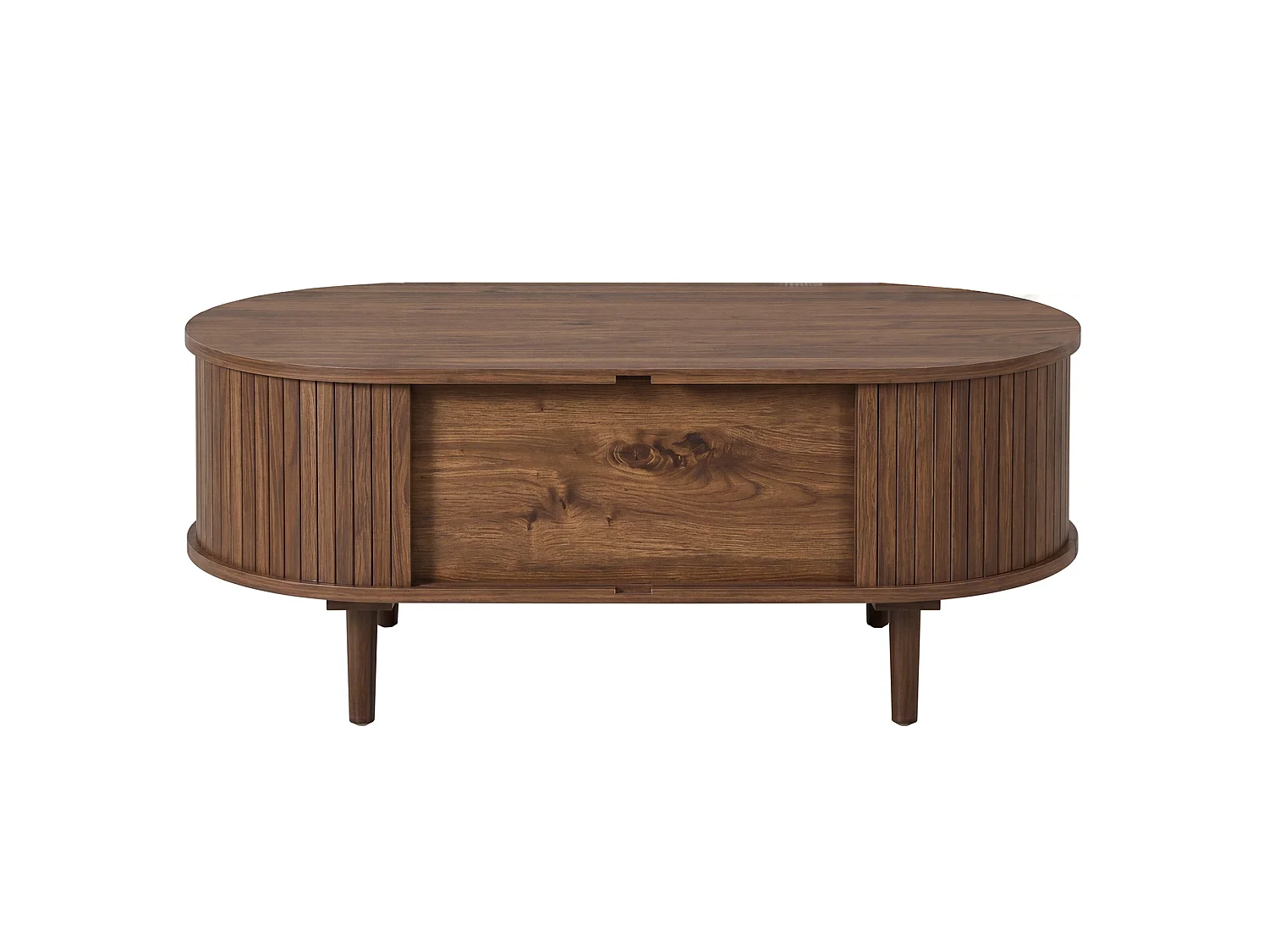 Mesa de centro com 2 gavetas e 2 portas de correr - Castanho