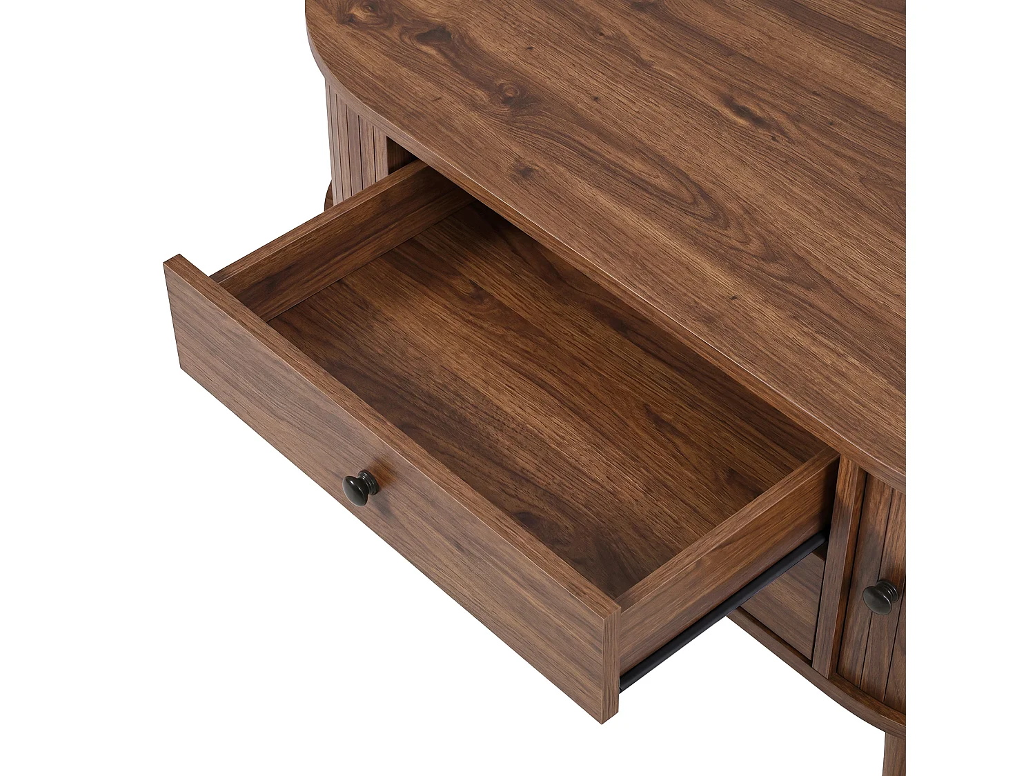 Mesa de centro com 2 gavetas e 2 portas de correr - Castanho