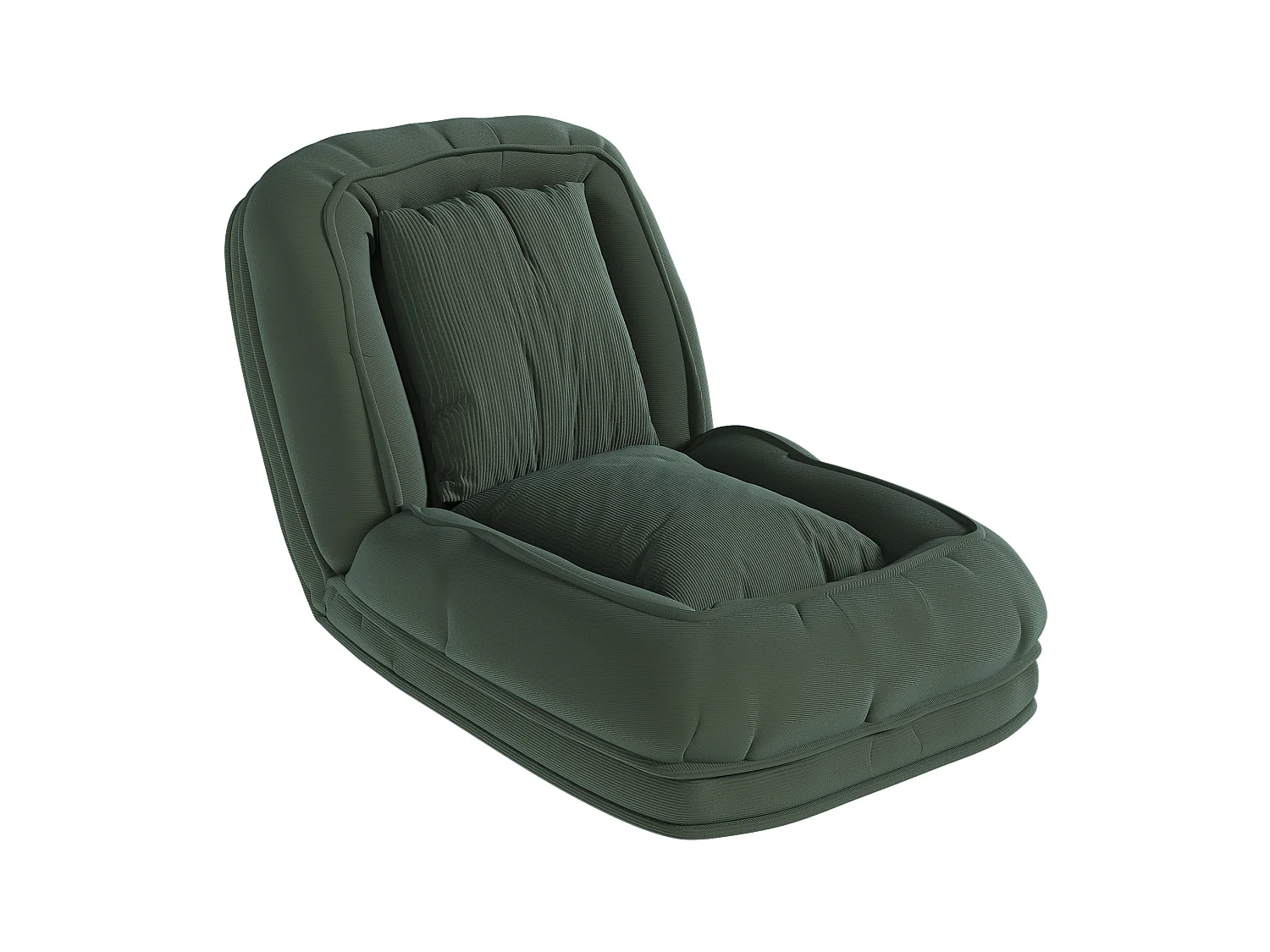 Poltrona ergonómica convertível com 5 posições e 2 almofadas - Tecido verde