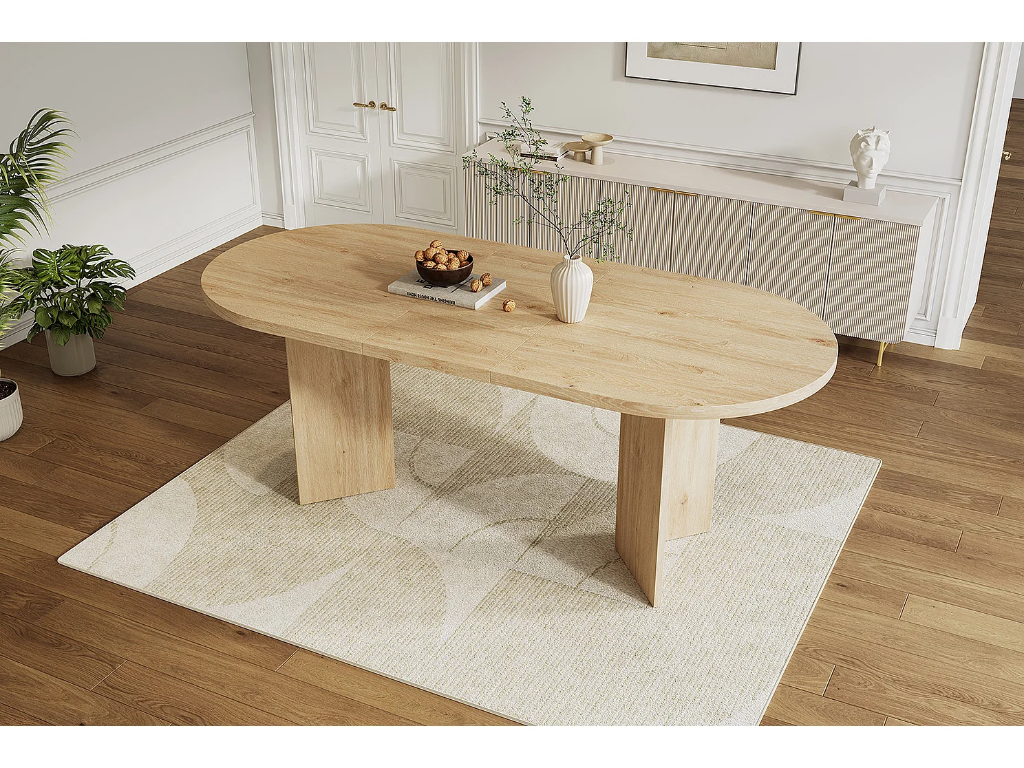 Eettafel 200 x 90 cm voor 6 tot 8 personen - Licht naturel