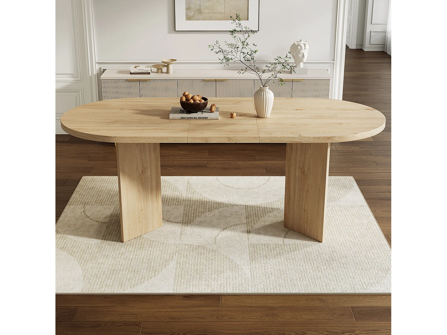 Eettafel 200 x 90 cm voor 6 tot 8 personen - Licht naturel