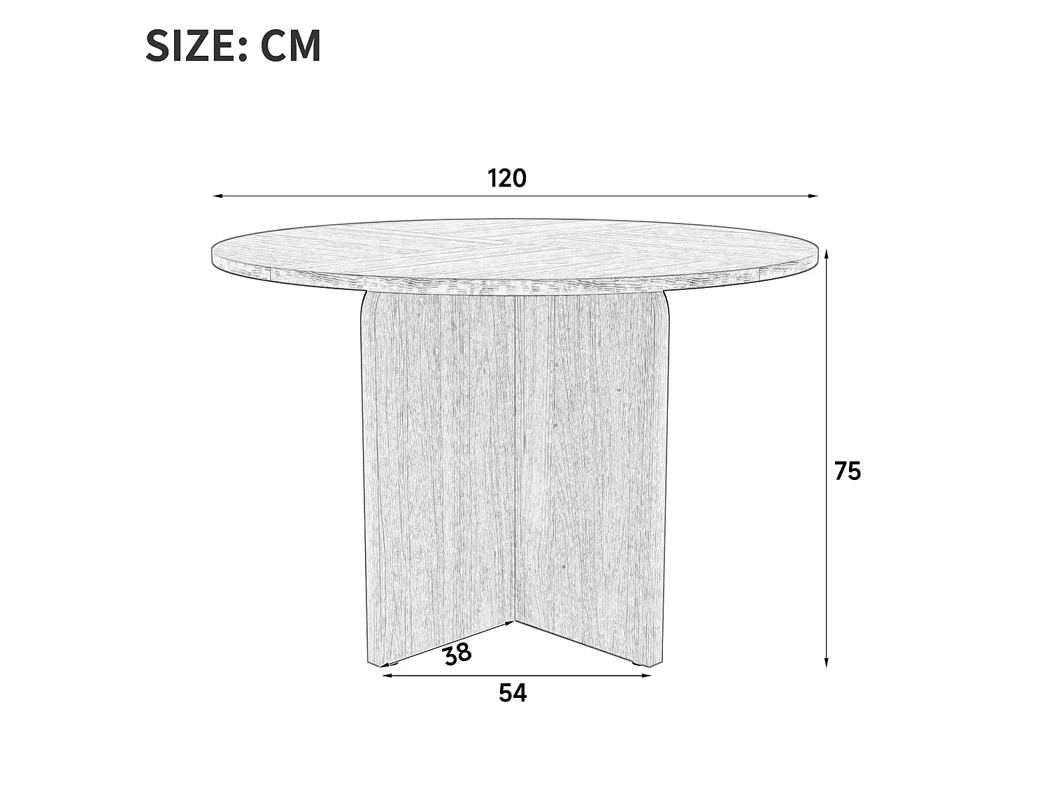 Table à manger ronde 120 x 120 cm pour 4 à 6 personnes - Design classique - Marron