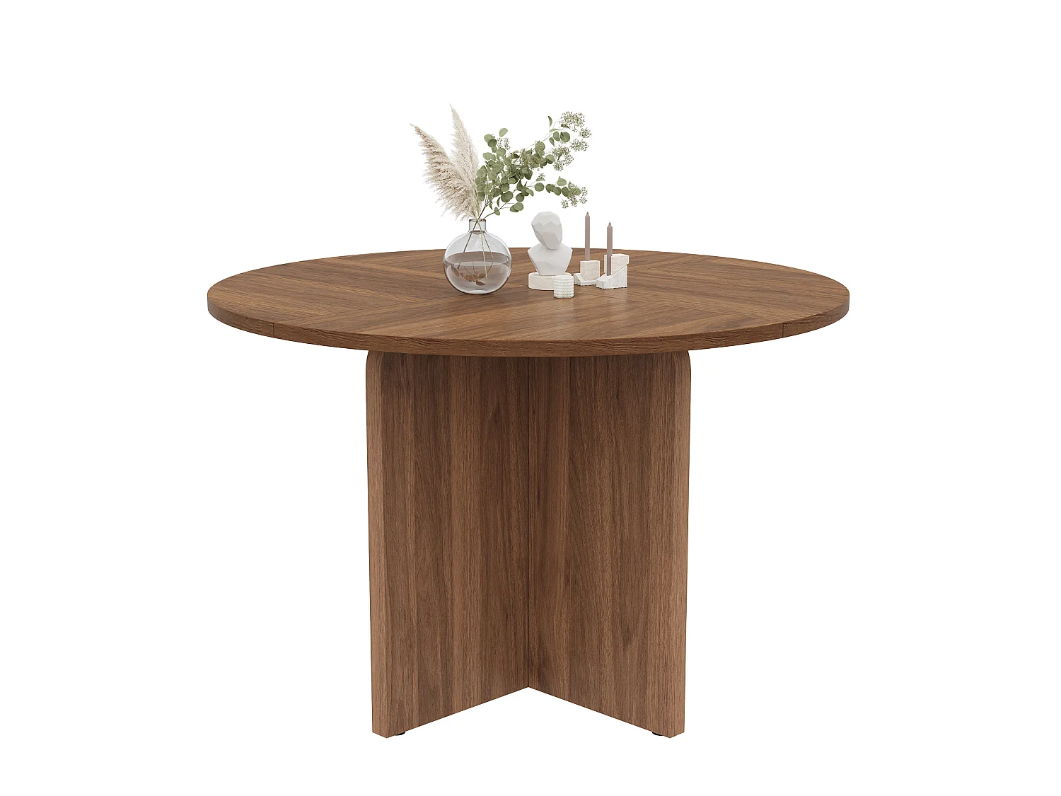 Table à manger ronde 120 x 120 cm pour 4 à 6 personnes - Design classique - Marron