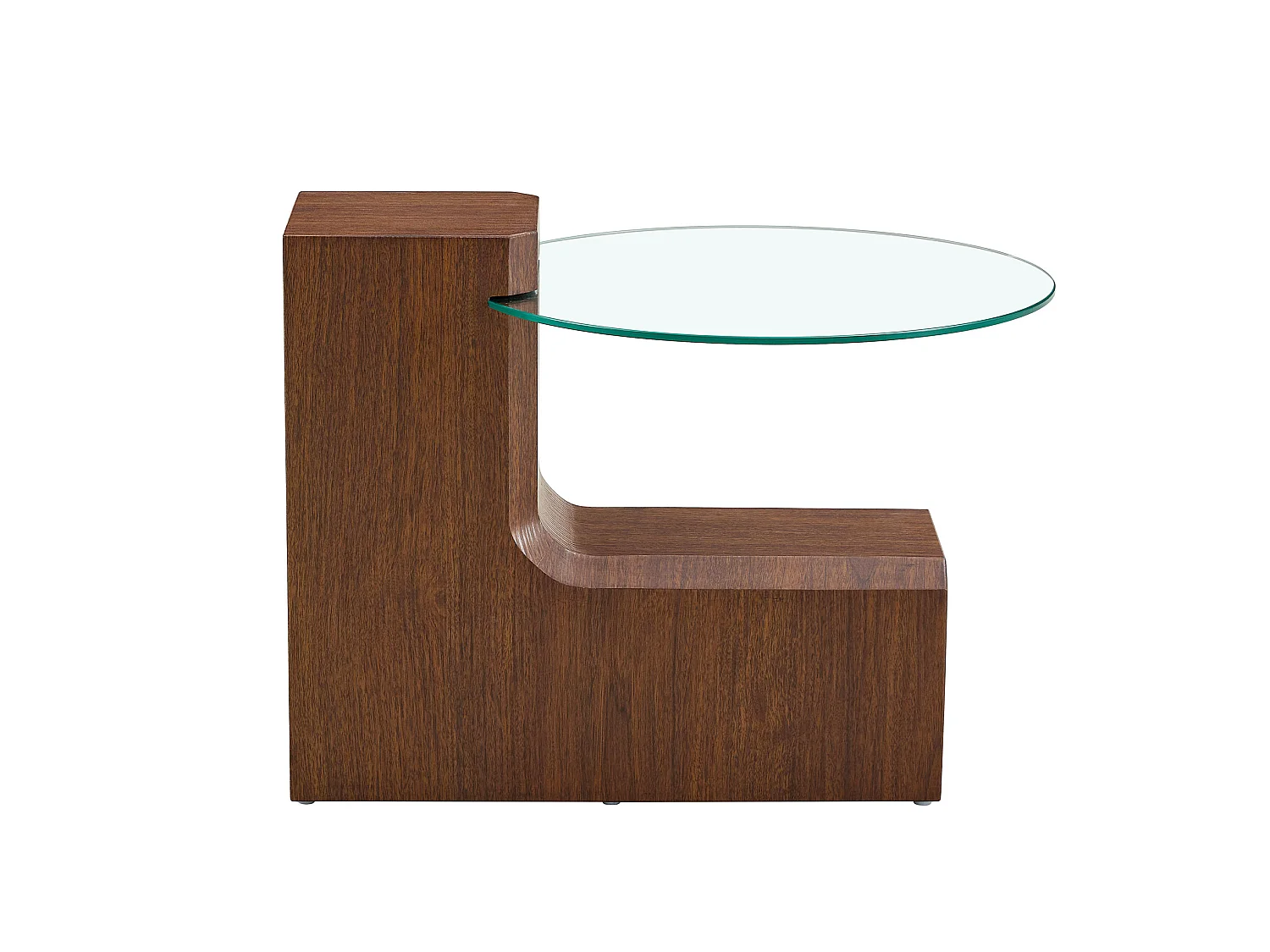 Lot de 2 tables basses rondes gigognes Marron et blanc effet marbre - MDF et verre