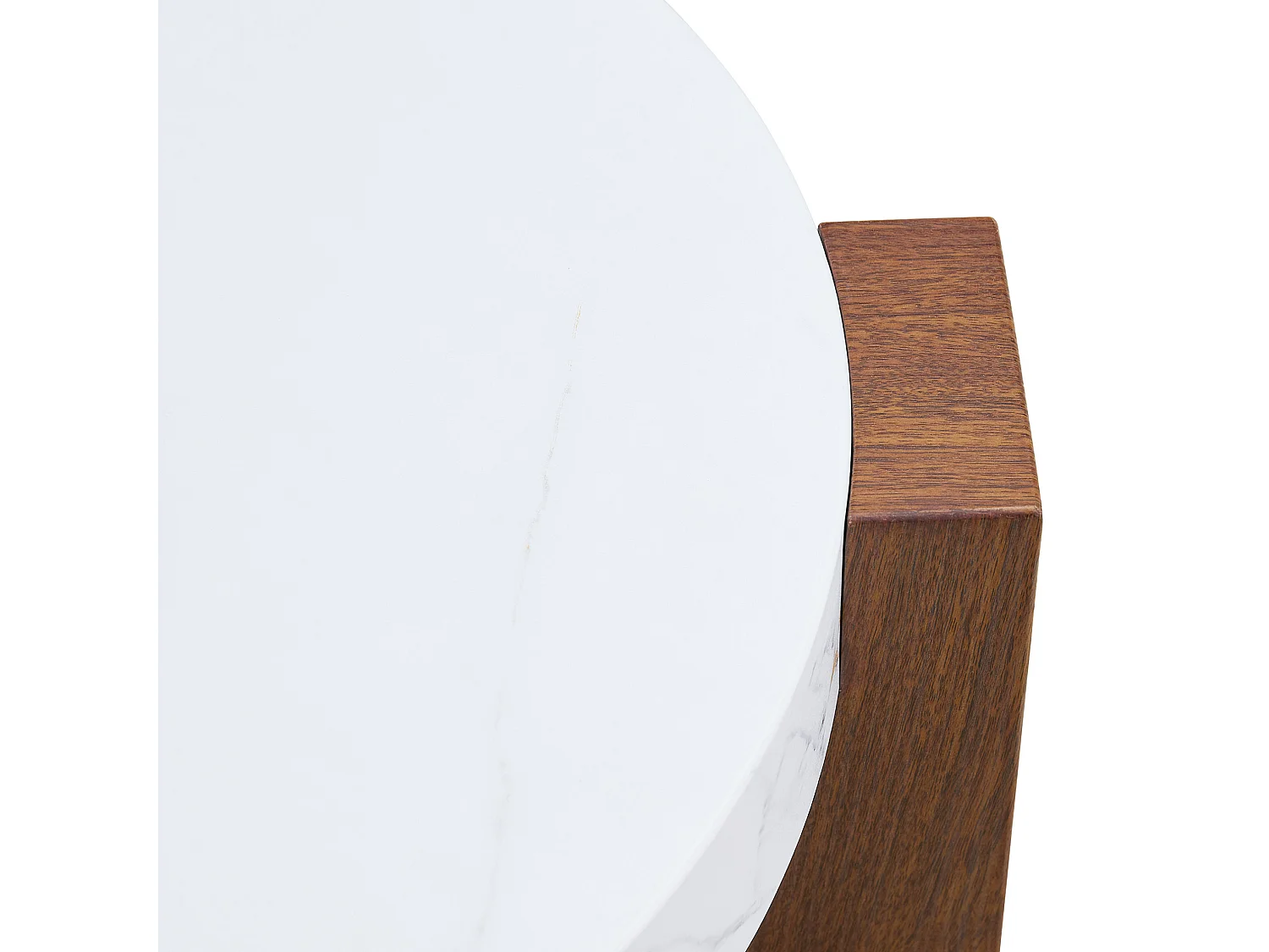 Lot de 2 tables basses rondes gigognes Marron et blanc effet marbre - MDF et verre