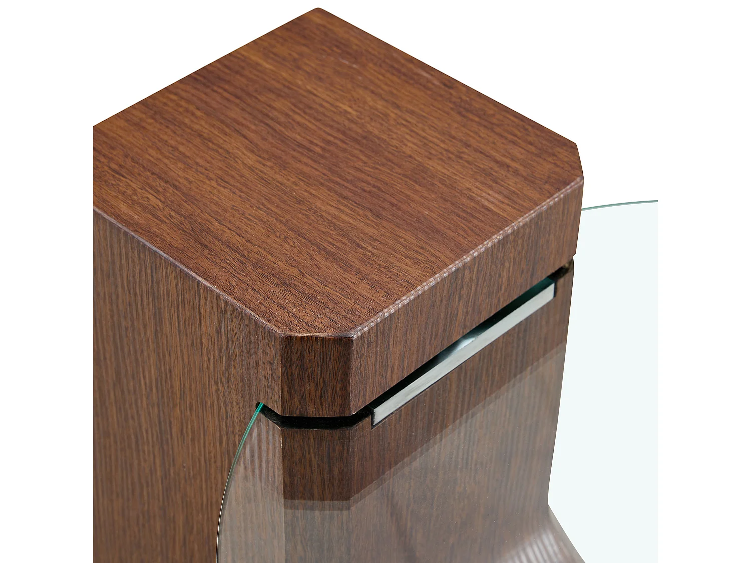 Lot de 2 tables basses rondes gigognes Marron et blanc effet marbre - MDF et verre