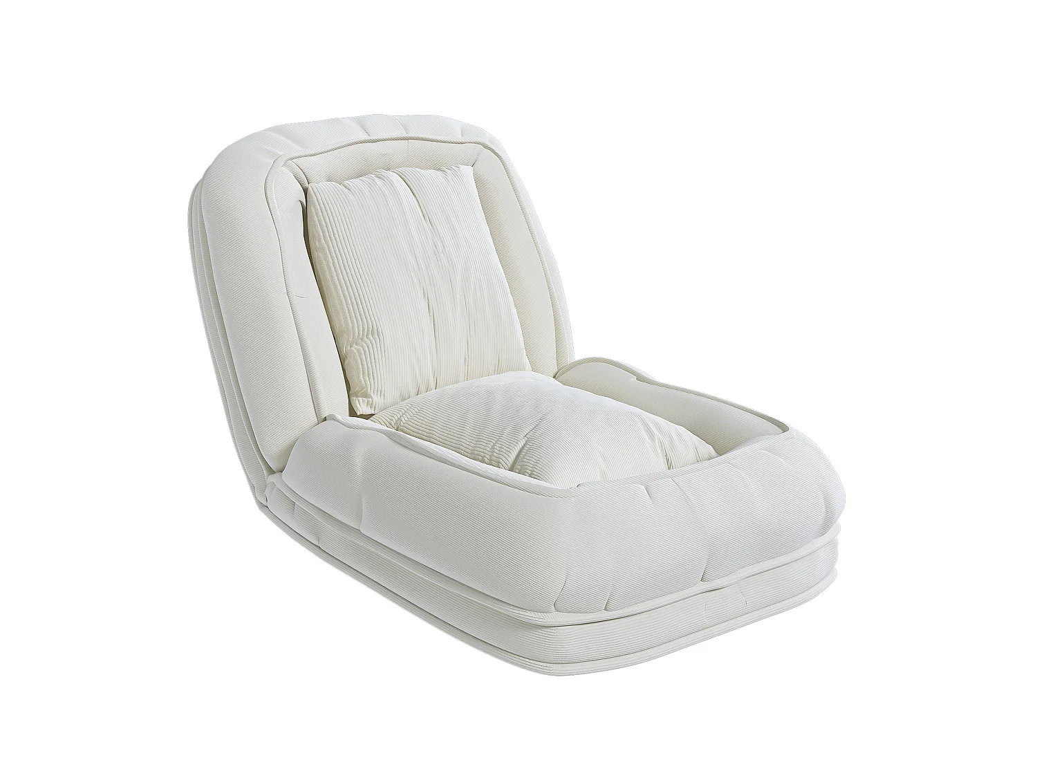 Poltrona ergonómica convertível com 5 posições e 2 almofadas - Tecido branco-creme