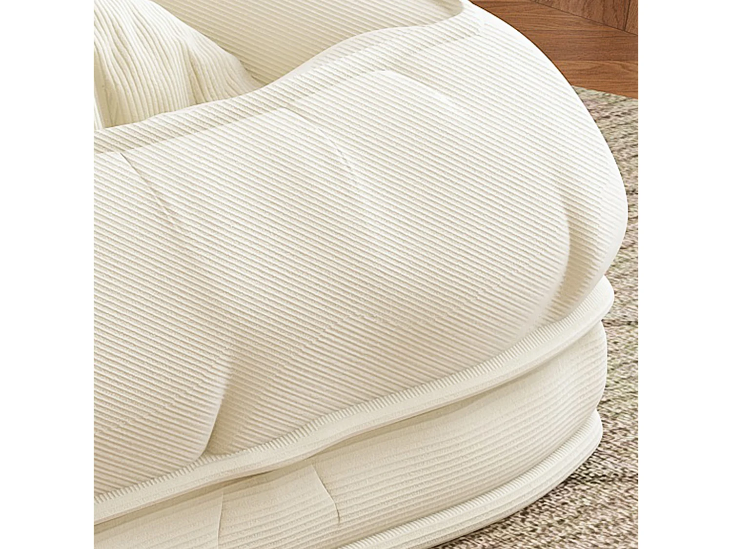 Poltrona ergonómica convertível com 5 posições e 2 almofadas - Tecido branco-creme