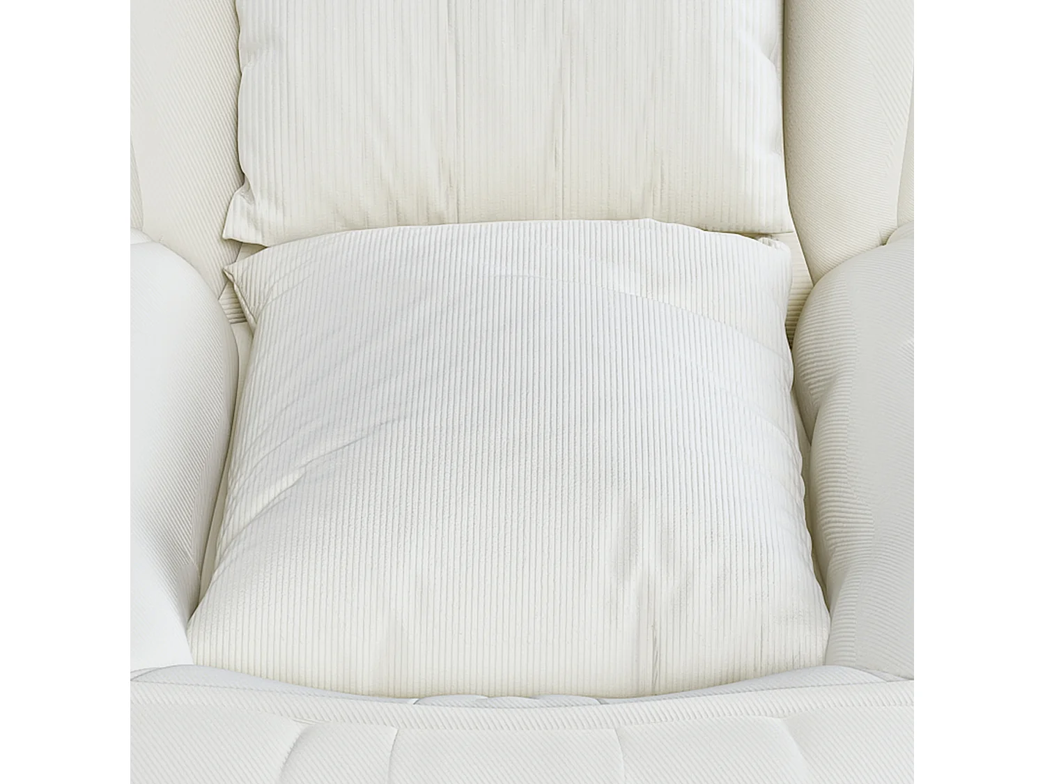 Poltrona ergonómica convertível com 5 posições e 2 almofadas - Tecido branco-creme